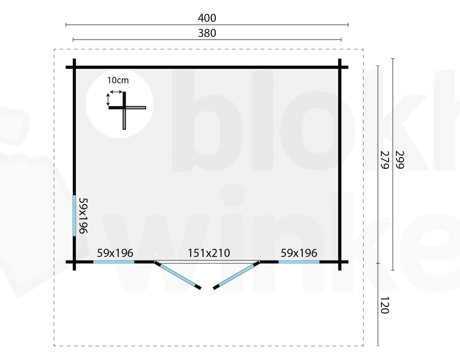 Plattegrond Blokhut Whitegate geïmpregneerd | Inclusief fundamentbalken, easyroofing, startset en bezorging!