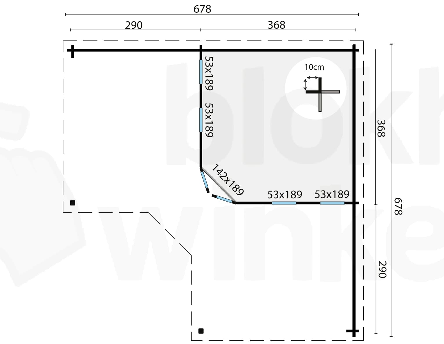 Plattegrond Blokhut Bridgend | Inclusief fundamentbalken, easyroofing, startset en bezorging!