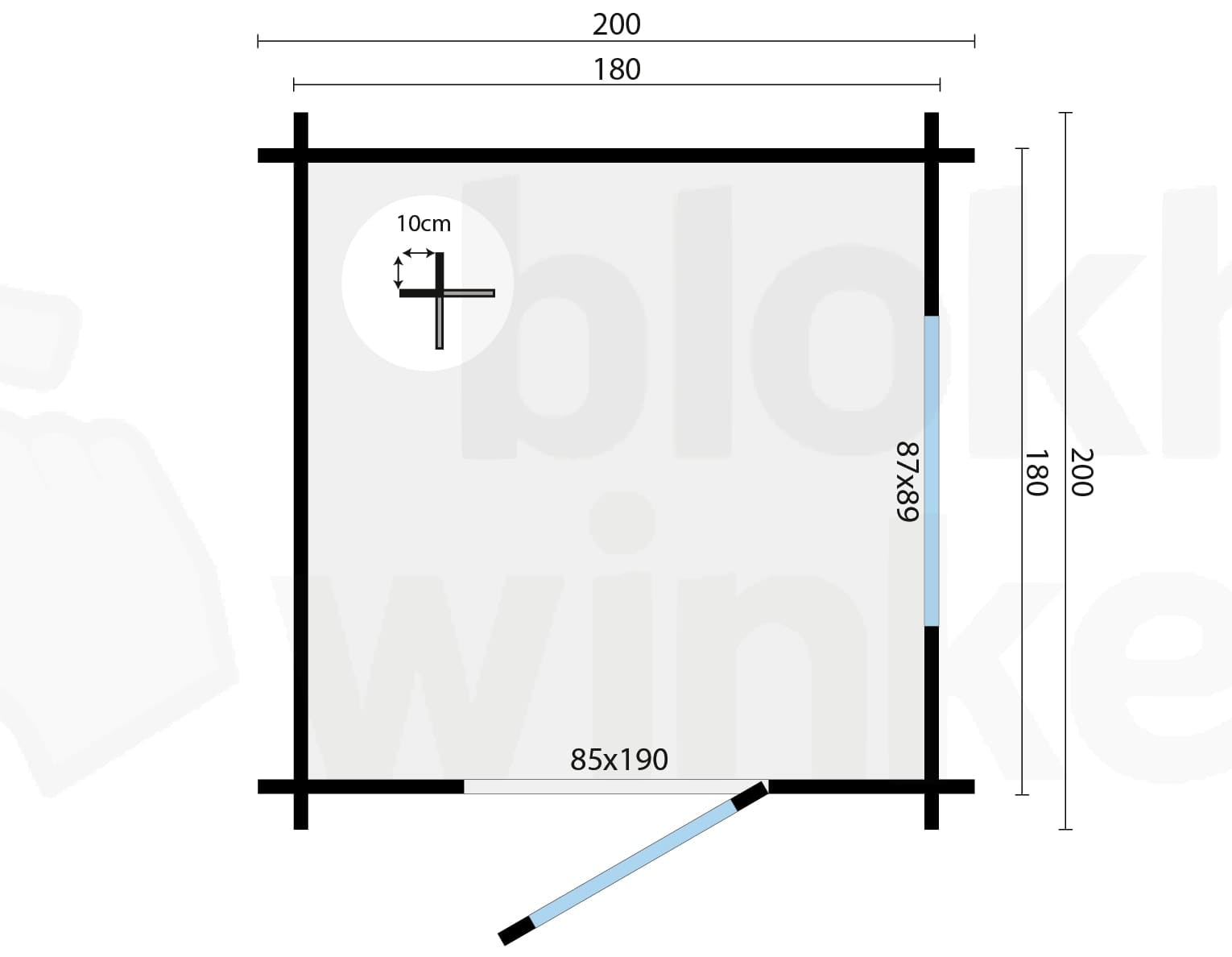 Plattegrond Blokhut Frankie | Inclusief fundamentbalken, easyroofing, startset en bezorging!