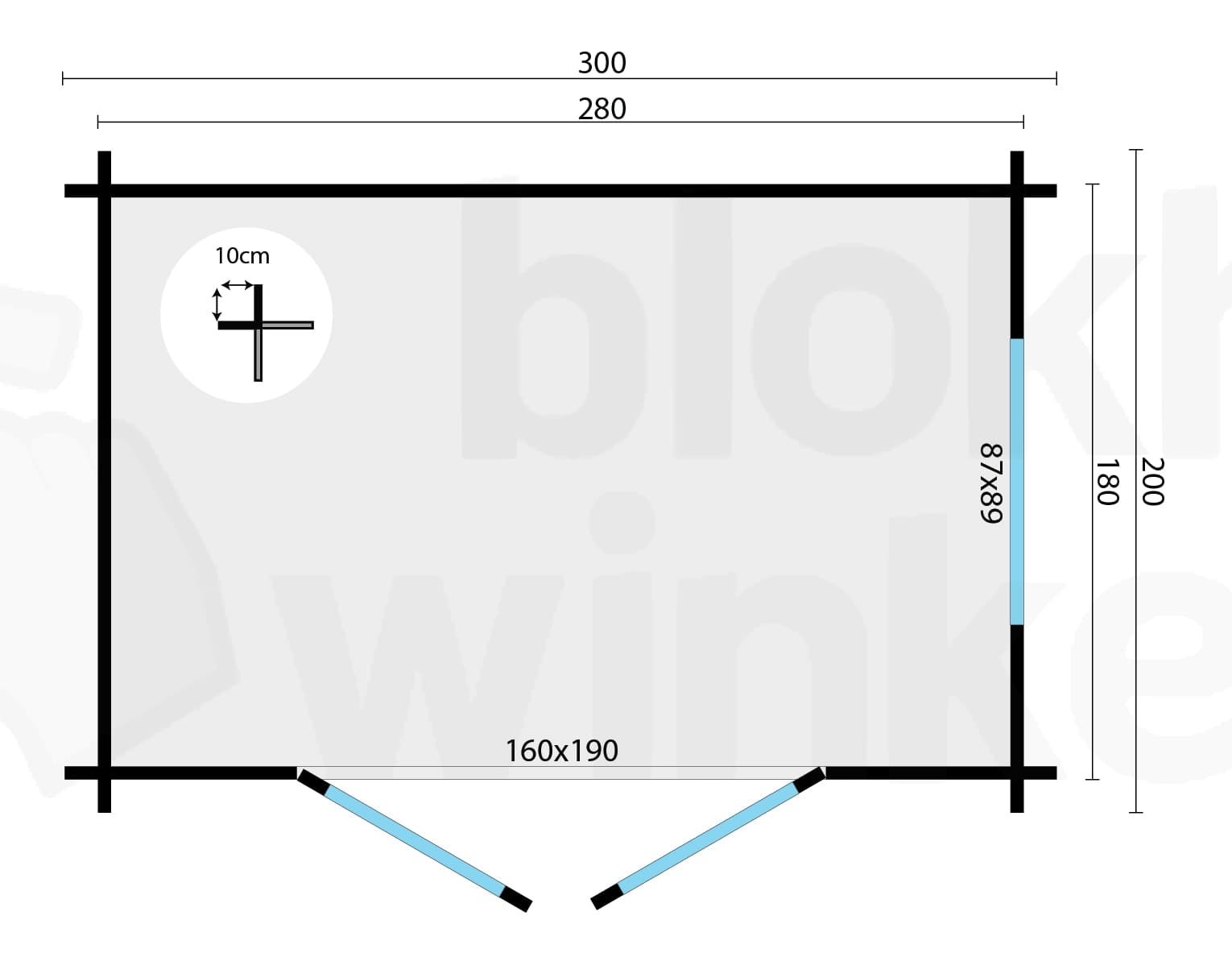 Plattegrond Blokhut Lucy | Inclusief fundamentbalken, easyroofing, startset en bezorging!