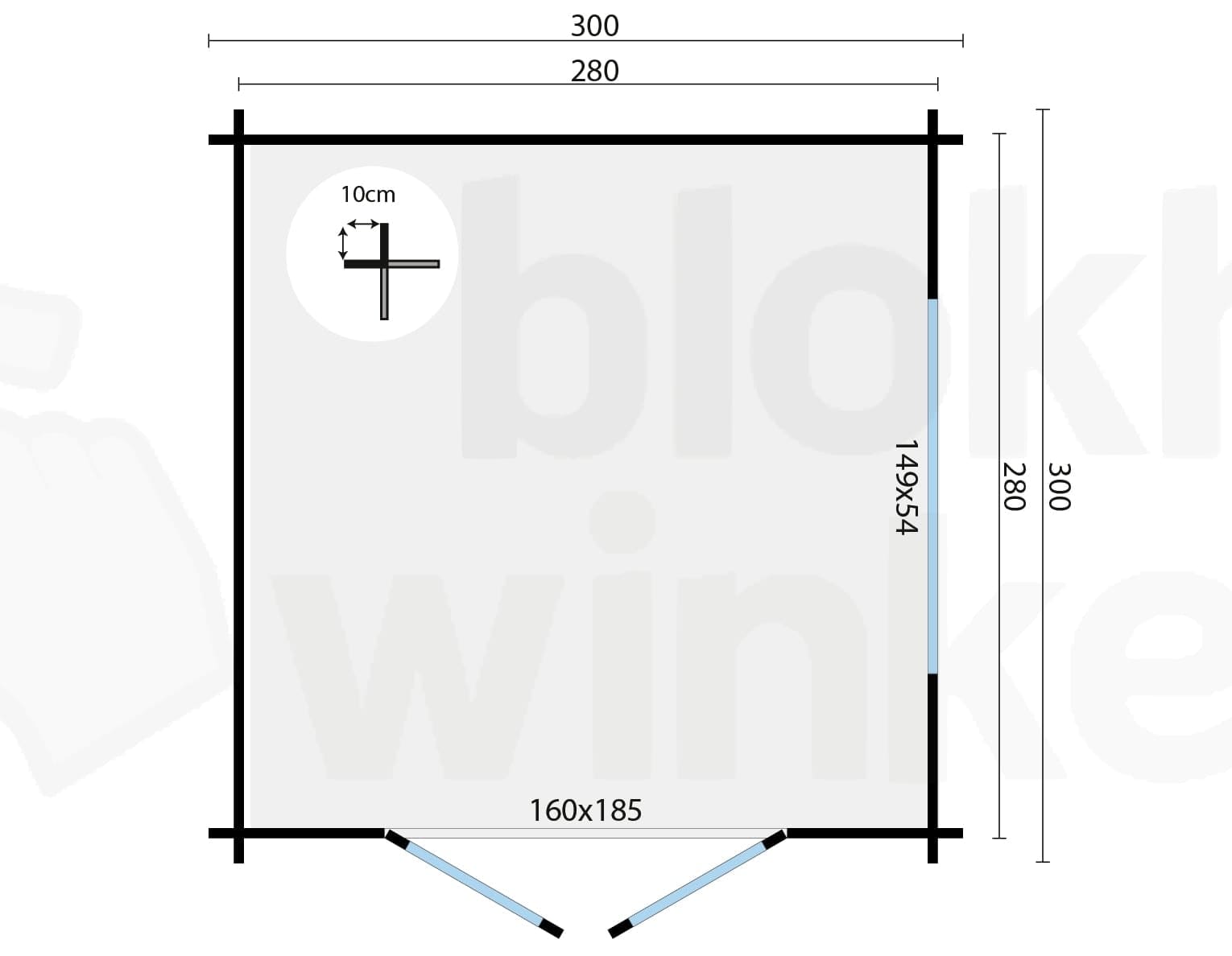 Plattegrond Blokhut Jamie | Inclusief fundamentbalken, easyroofing, startset en bezorging!