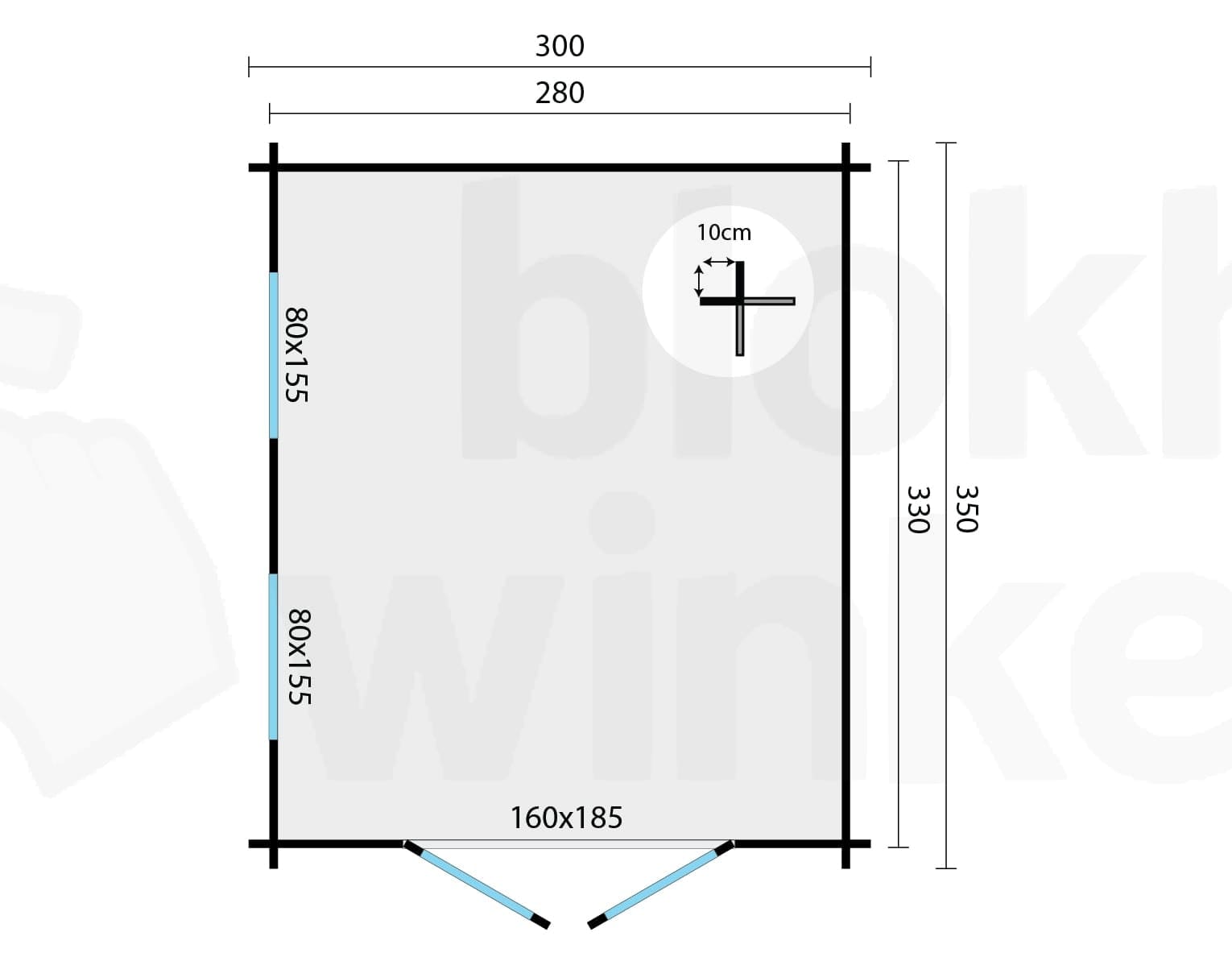 Plattegrond Blokhut Lee geïmpregneerd | Inclusief fundamentbalken, easyroofing, startset en bezorging!