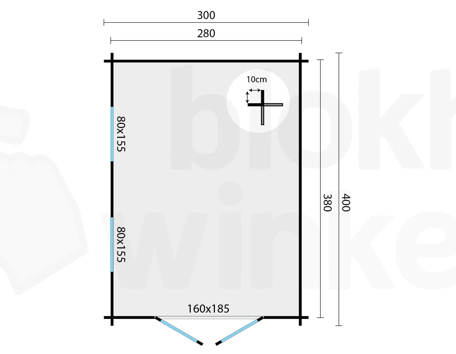 Plattegrond Blokhut Kerry | Inclusief fundamentbalken, easyroofing, startset en bezorging!