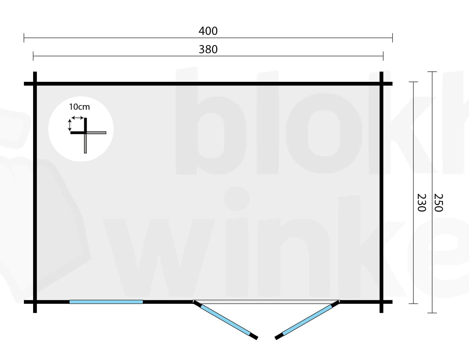 Plattegrond Blokhut Alana | Inclusief fundamentbalken, easyroofing, startset en bezorging!