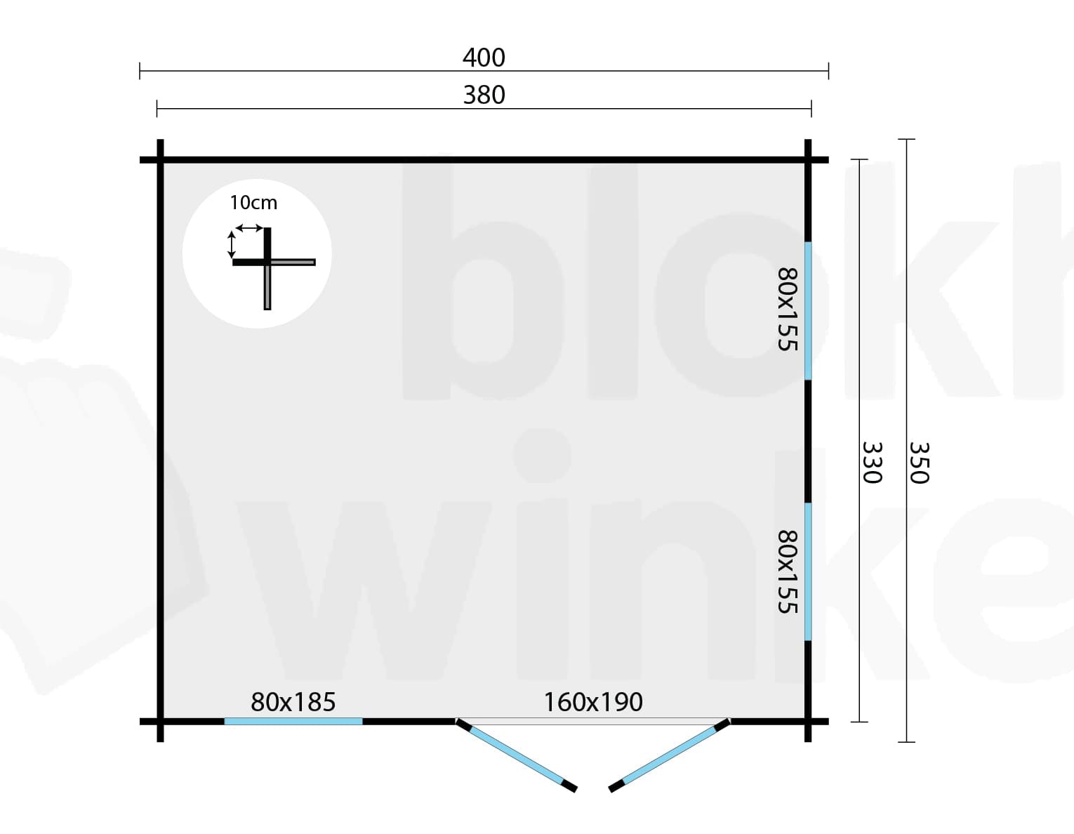 Plattegrond Blokhut Bruce | Inclusief fundamentbalken, easyroofing, startset en bezorging!