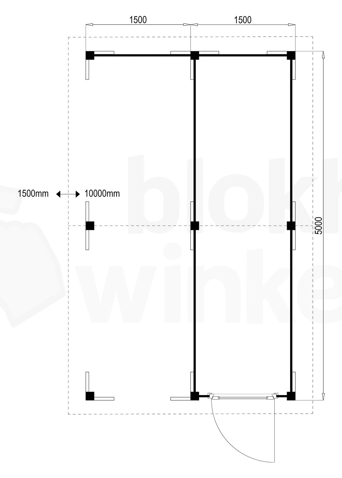 Plattegrond Oregon Lounge 150x500 geïmpregneerd
