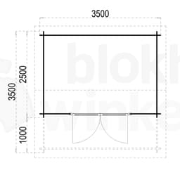plattegrond afbeelding blokhut Texas 350x250 geïmpregneerd