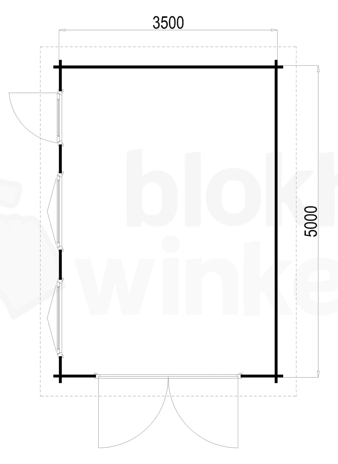 Plattegrond Houten Garage Lincoln 350x500 geïmpregneerd