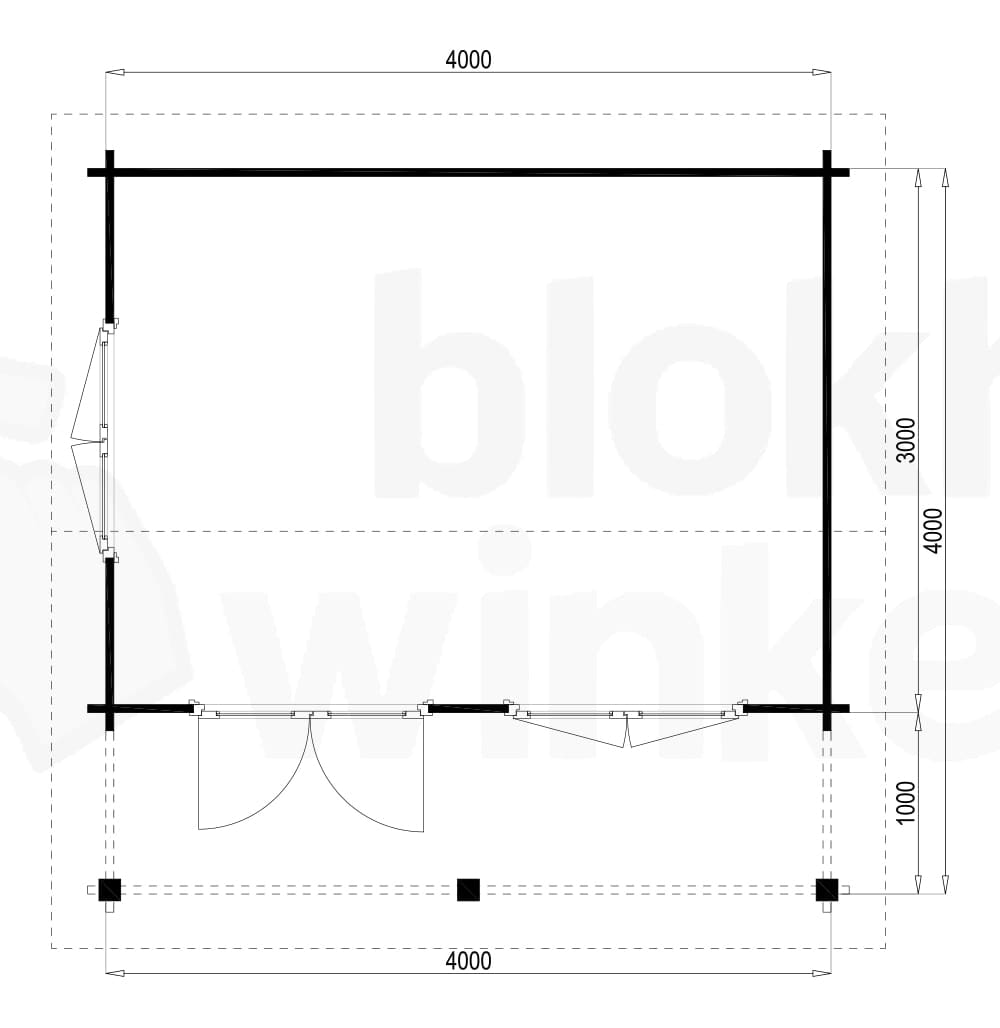Plattegrond Lugarde blokhut Malibu 300x400 geïmpregneerd