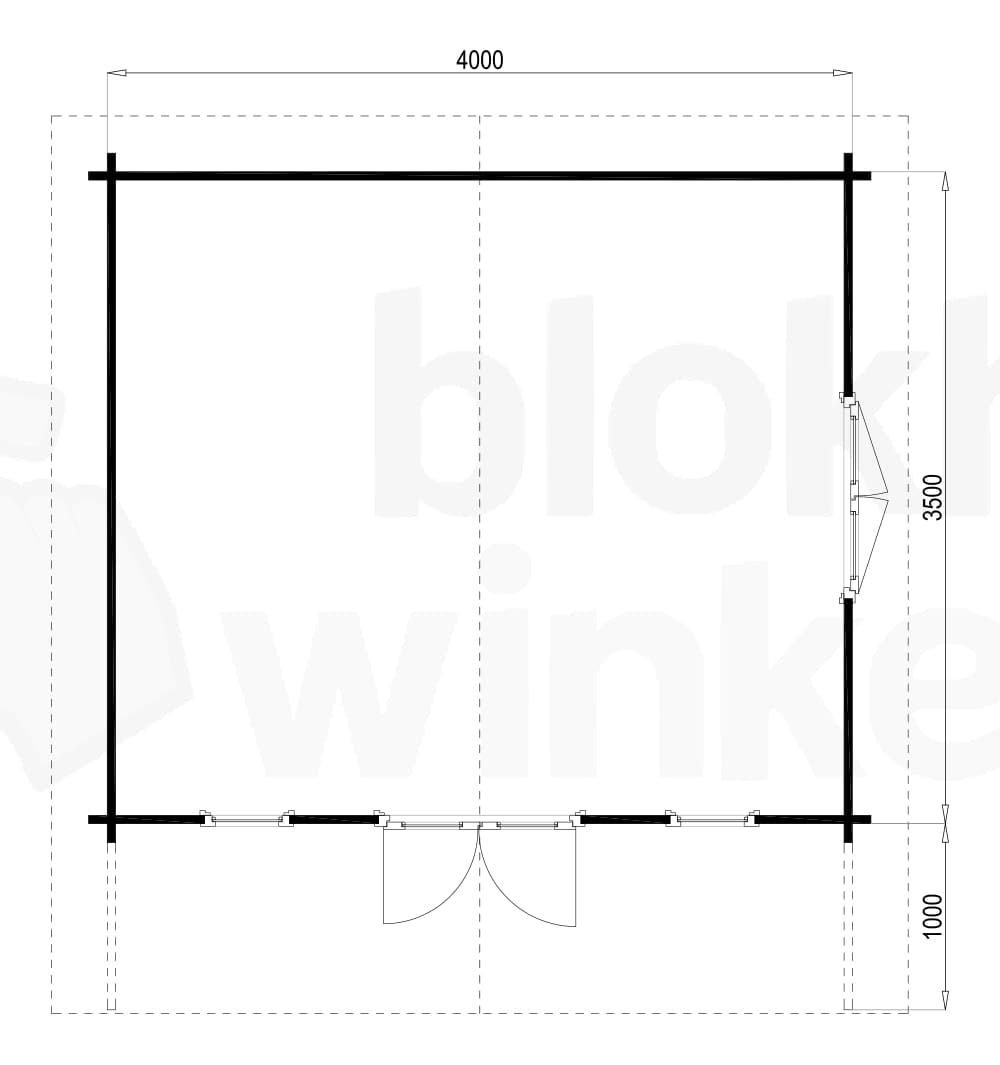 Plattegrond Lugarde tuinhuis Nebraska 400x350 geïmpregneerd