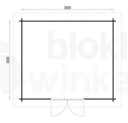 Plattegrond ProWood blokhut Hampshire 350x300 geïmpregneerd