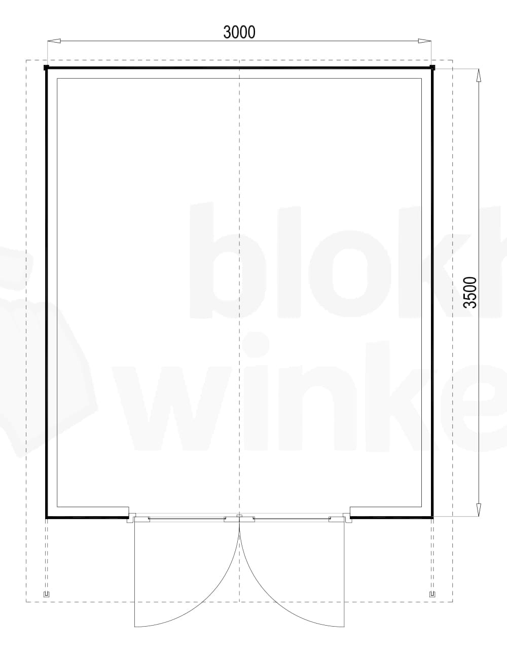 Plattegrond Woodford houtskeletbouw tuinhuis Atlanta 300x350