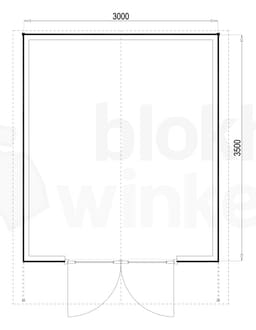 Plattegrond Woodford houtskeletbouw tuinhuis Atlanta 300x350