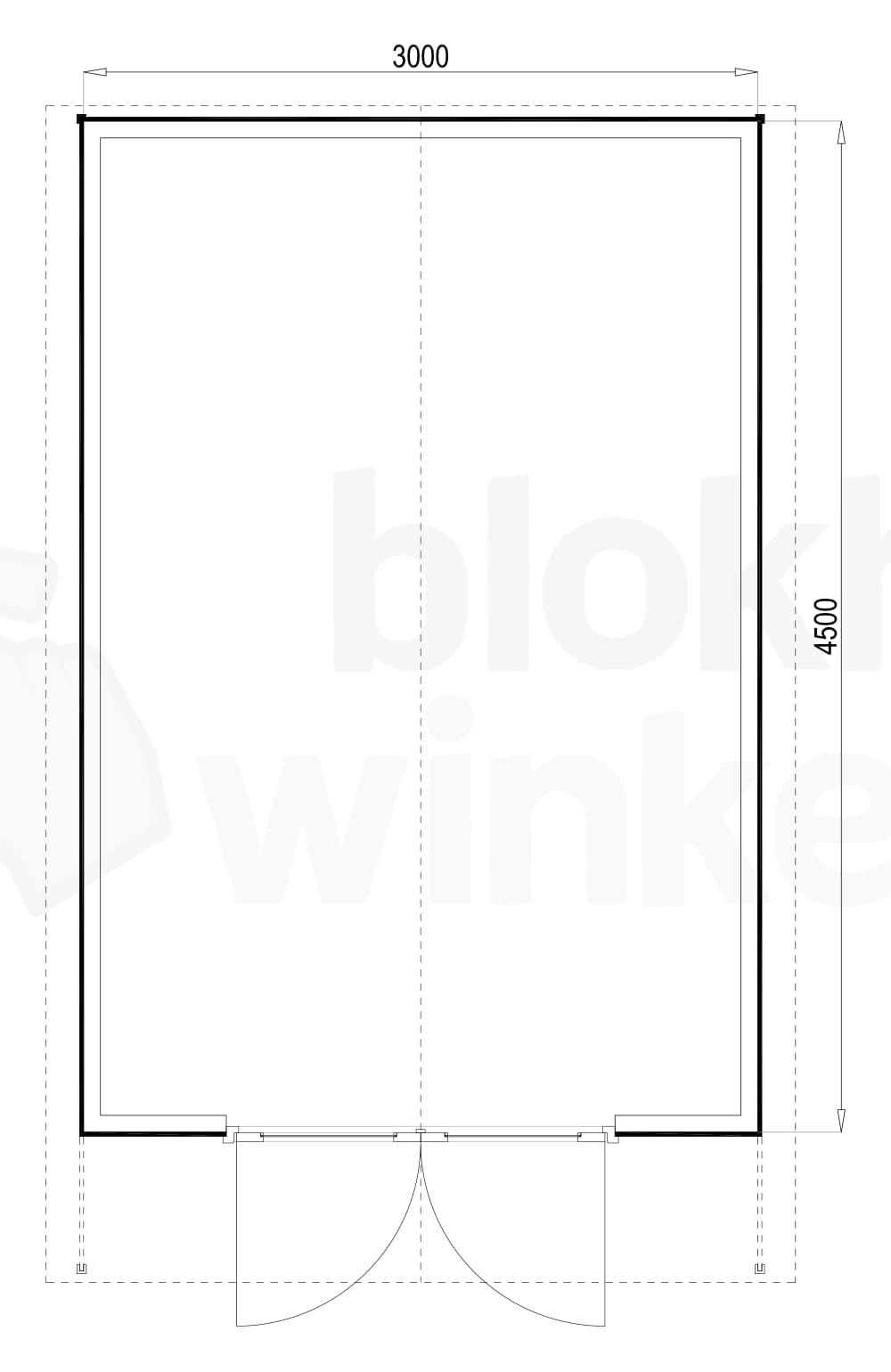 Plattegrond Woodford houtskeletbouw tuinhuis Atlanta 300x450