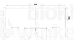 Plattegrond Woodford houtskeletbouw tuinhuis Atlanta 450x150