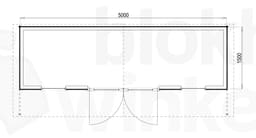 Plattegrond Woodford houtskeletbouw tuinhuis Atlanta 500x150