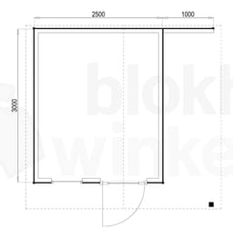 Plattegrond Woodford houtskeletbouw tuinhuis Bridgeport 250x300