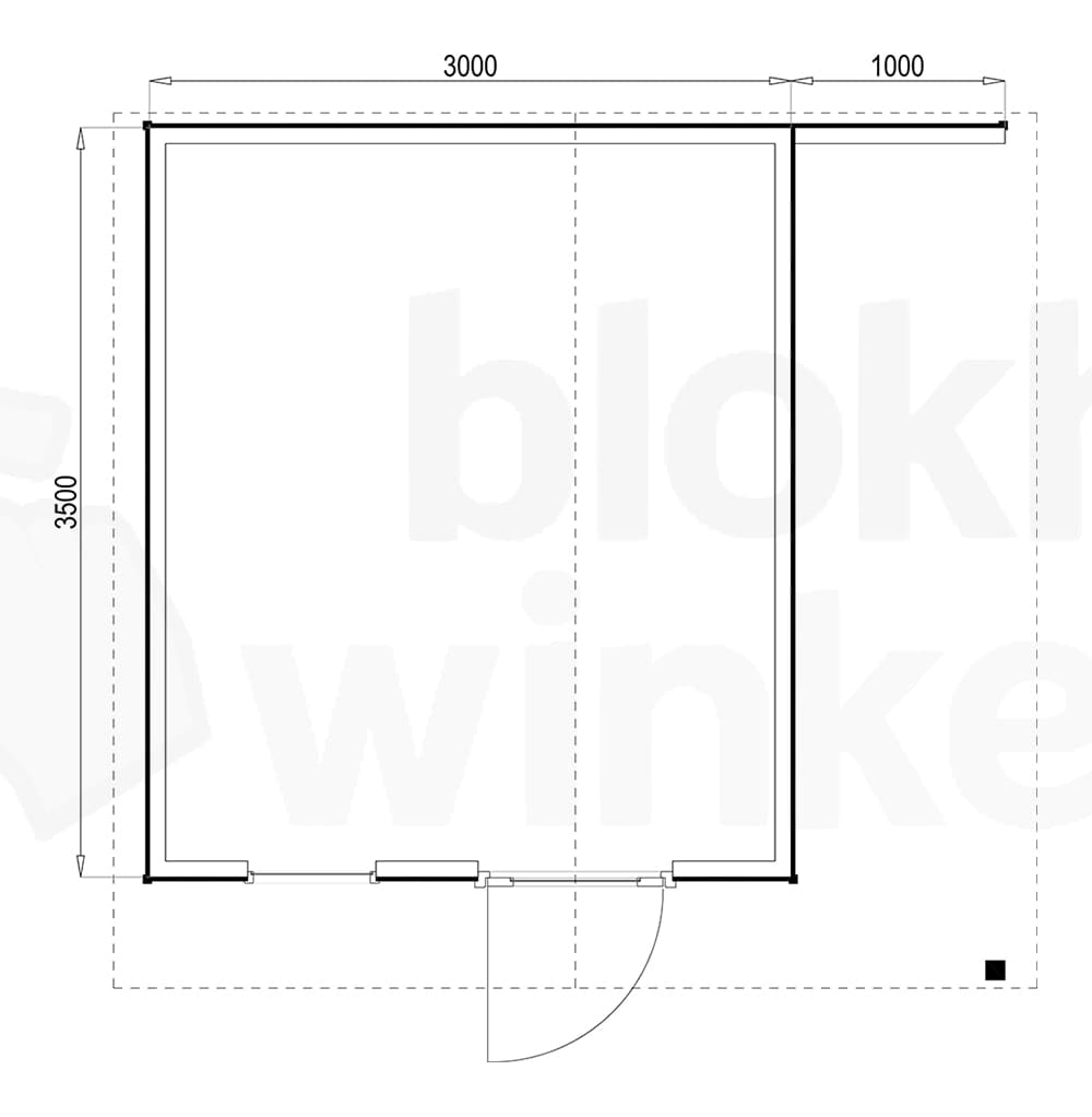 Plattegrond Woodford houtskeletbouw tuinhuis Bridgeport 300x350
