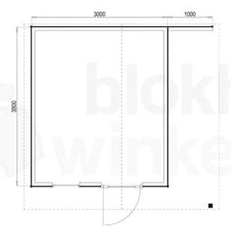 Plattegrond Woodford houtskeletbouw tuinhuis Bridgeport 300x350