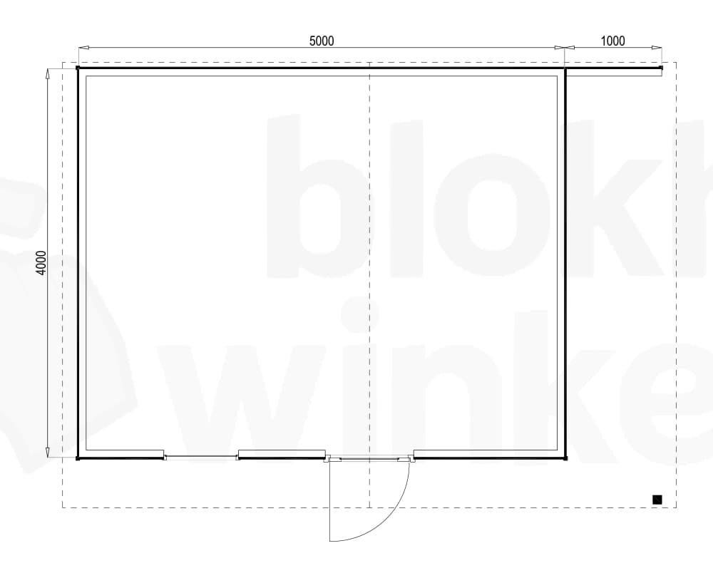 Plattegrond Woodford houtskeletbouw tuinhuis Bridgeport 500x400