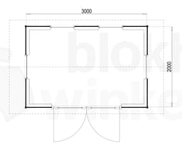 Plattegrond Woodford houtskeletbouw tuinhuis Burlington 300x200