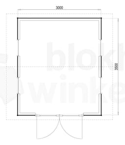 Plattegrond Woodford houtskeletbouw tuinhuis Burlington 300x350