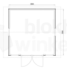 Plattegrond Woodford houtskeletbouw tuinhuis Burlington 350x350