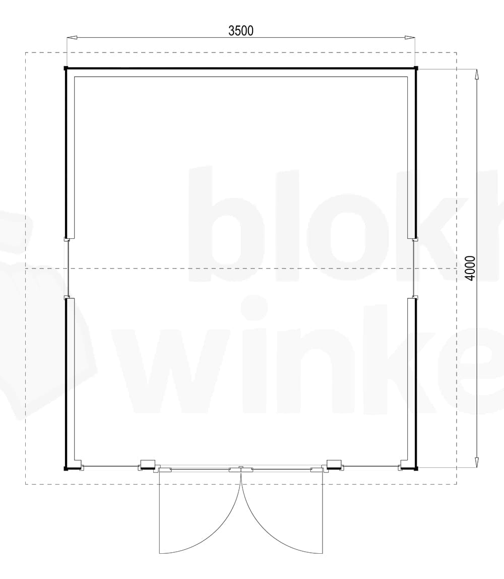 Plattegrond Woodford houtskeletbouw tuinhuis Burlington 350x400