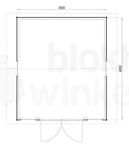 Plattegrond Woodford houtskeletbouw tuinhuis Burlington 350x400
