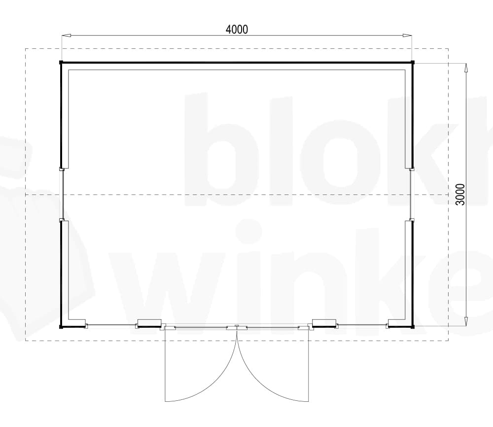 Plattegrond Woodford houtskeletbouw tuinhuis Burlington 400x300