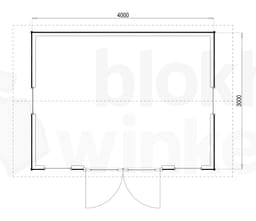 Plattegrond Woodford houtskeletbouw tuinhuis Burlington 400x300