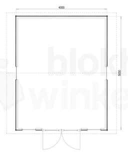 Plattegrond Woodford houtskeletbouw tuinhuis Burlington 400x500