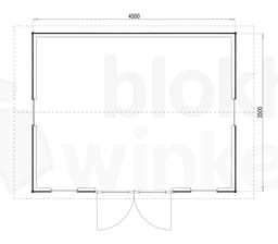 Plattegrond Woodford houtskeletbouw tuinhuis Burlington 450x350