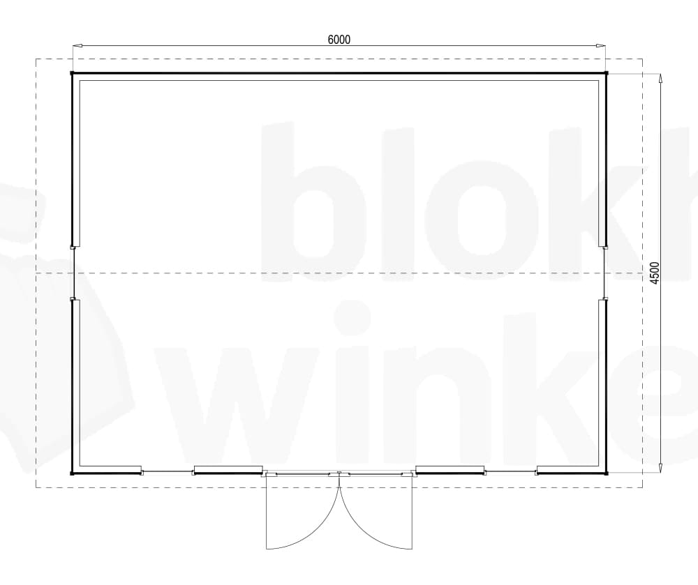 Plattegrond Woodford houtskeletbouw tuinhuis Burlington 600x450