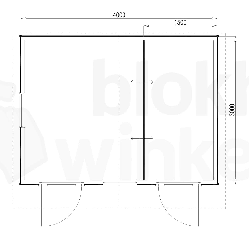Plattegrond Woodford houtskeletbouw tuinhuis Cardiff 400x300