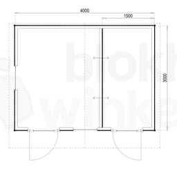 Plattegrond Woodford houtskeletbouw tuinhuis Cardiff 400x300