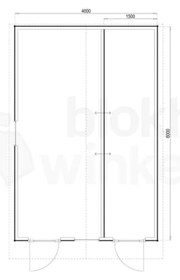 Plattegrond Woodford houtskeletbouw tuinhuis Cardiff 400x600