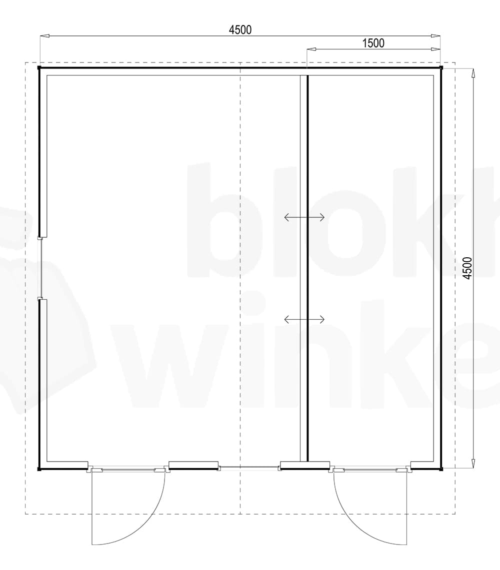 Plattegrond Woodford houtskeletbouw tuinhuis Cardiff 450x450