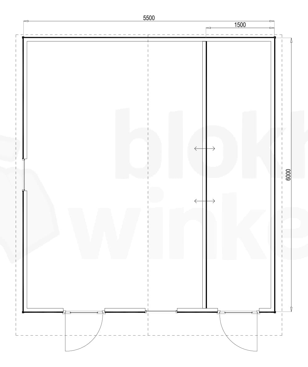 Plattegrond Woodford houtskeletbouw tuinhuis Cardiff 550x600