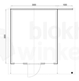 Plattegrond Woodford houtskeletbouw tuinhuis Chicago 300x350