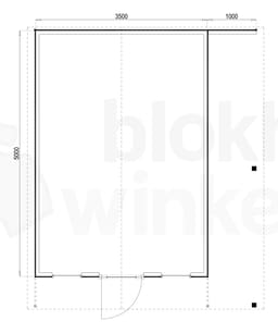 Plattegrond Woodford houtskeletbouw tuinhuis Chicago 350x500