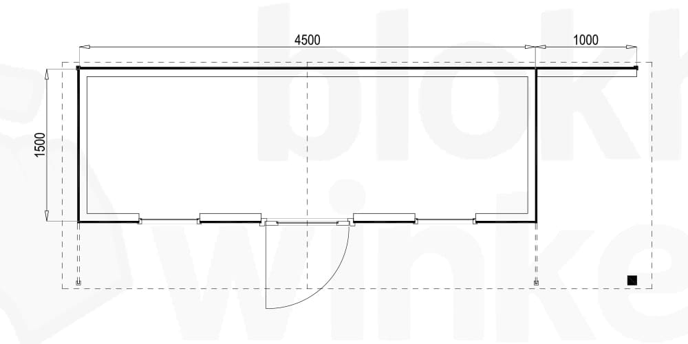Plattegrond Woodford houtskeletbouw tuinhuis Chicago 450x150