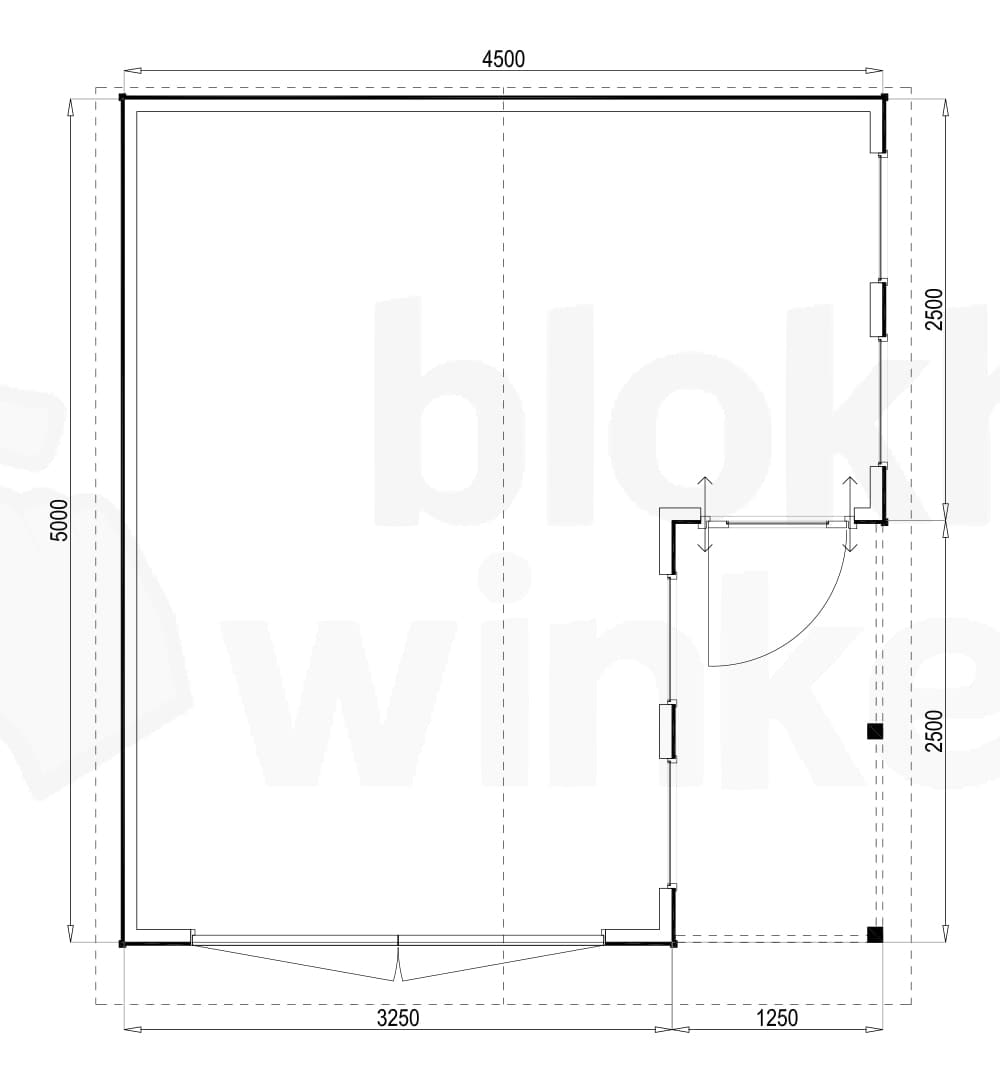 Plattegrond Woodford houtskeletbouw garage Huntsville 450x500