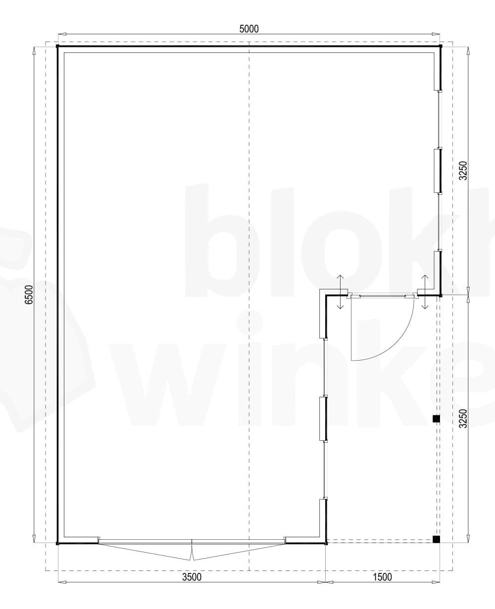 Plattegrond Woodford houtskeletbouw garage Huntsville 500x650