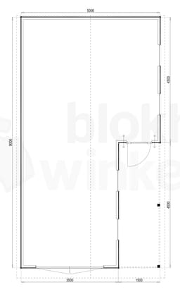 Plattegrond Woodford houtskeletbouw garage Huntsville 500x900