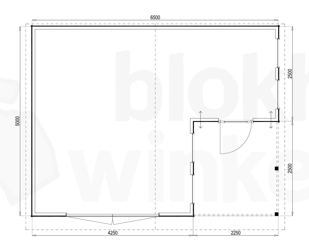 Plattegrond Woodford houtskeletbouw garage Huntsville 650x500