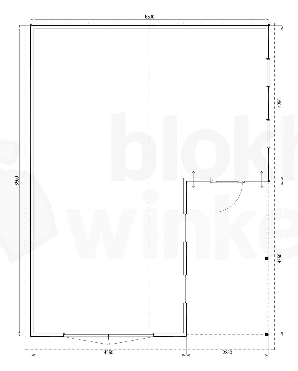 Plattegrond Woodford houtskeletbouw garage Huntsville 650x850