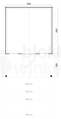 Plattegrond Woodford houtskeletbouw tuinhuis Kansas City 300x300