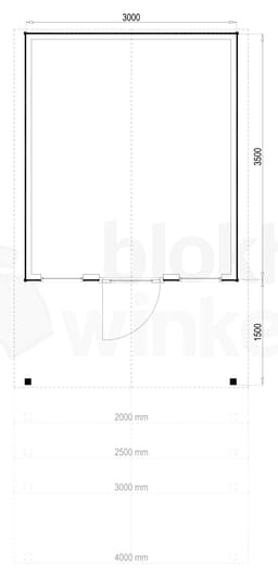 Plattegrond Woodford houtskeletbouw tuinhuis Kansas City 300x350