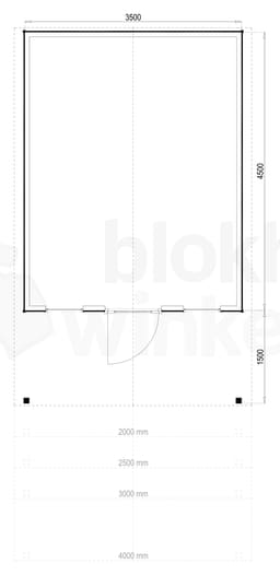Plattegrond Woodford houtskeletbouw tuinhuis Kansas City 350x450
